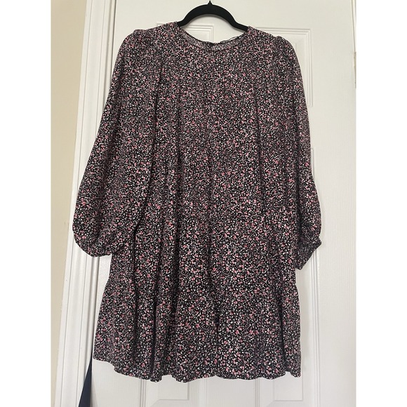 Zara Dresses & Skirts - Zara Womens Dress Small Black Ditsy Floral Babydoll Tiered Cottagecore Prairie